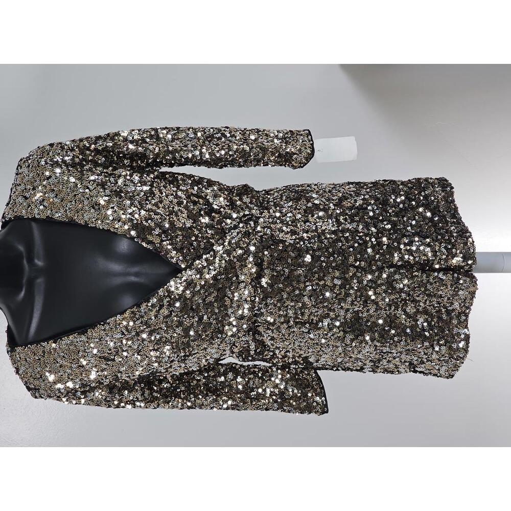 Midnight Doll Sparkling Gold Sequin Long Sleeve Romper NWT